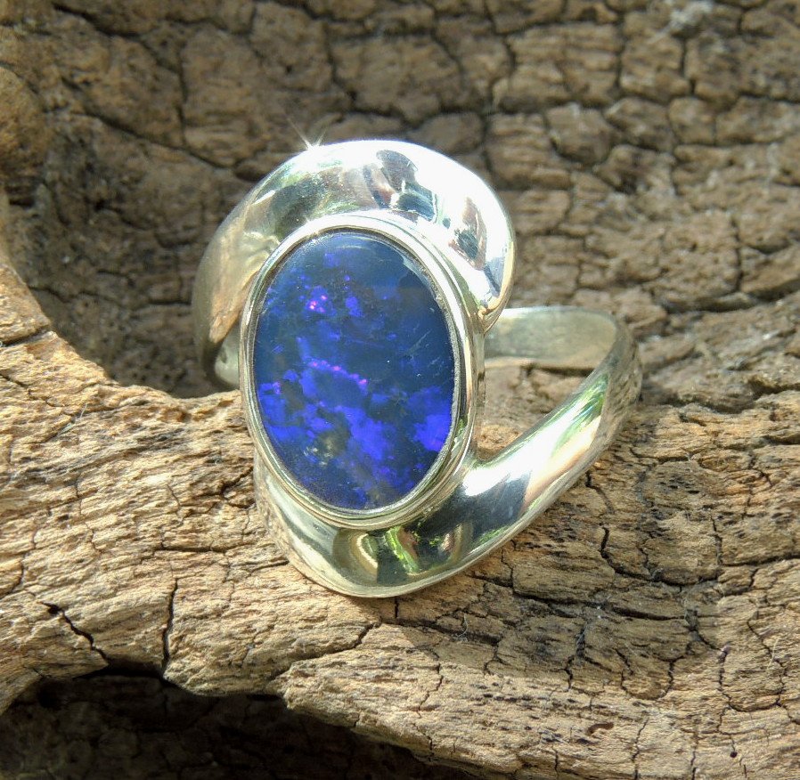 lightning black opal ring